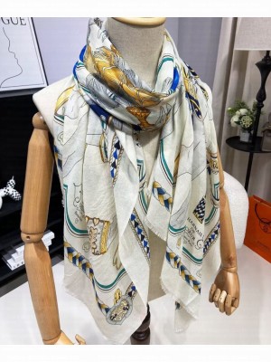 Hermes Women's Harnais De Coeur Scarf White
