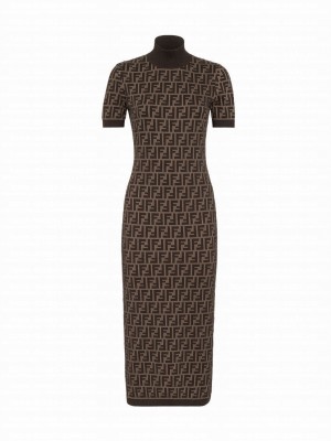 Fendi Women's FF Cotton Dress Brown