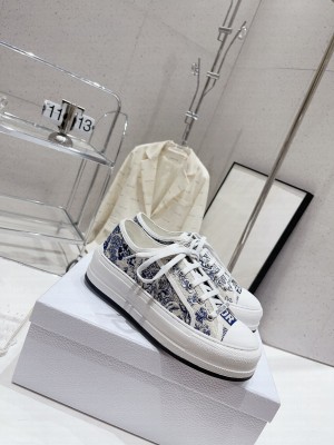 Dior Walk'n'Dior Low-top Platform Embroidered Cotton Sneakers 2023 08