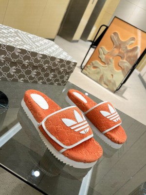 Adidas x Gucci women's platform GG cotton sponge sandal 2022 Collection 06