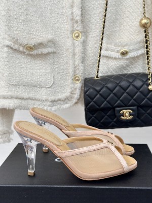 Chanel 7cm Mesh Mule Light Pink