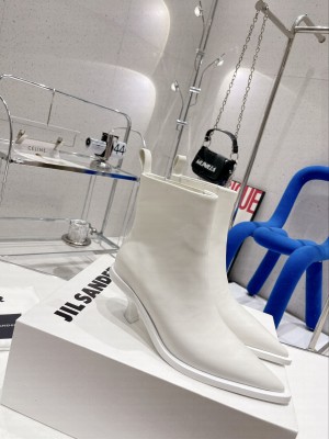 JIL SANDER 6.5cm Lambskin pointed toe Boots White