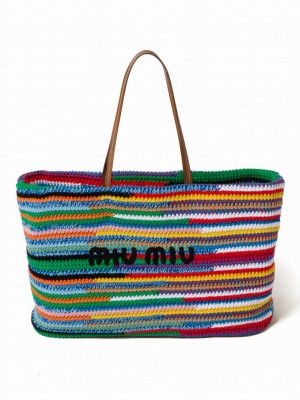 Miumiu Crochet Tote Bag 5BG228 Coffee