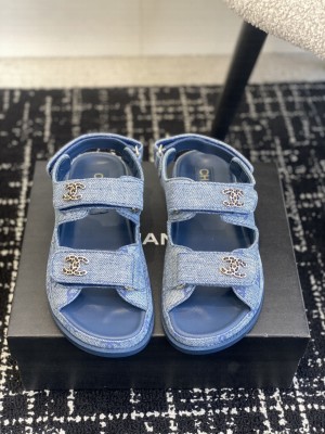 Chanel Velcro Dad Sandals Denim 2025