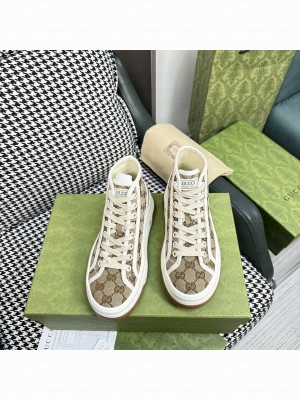 Gucci GG Embroidered High-top Platform Sneakers 5cm 2023 09
