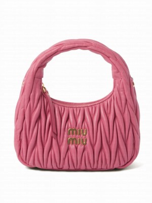 Miumiu Wander Matelasse Nappa Leather Hobo Bag Peachblow