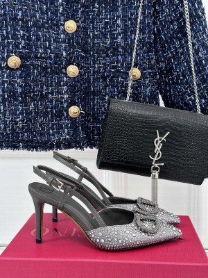 Valentino Vlogo Signature Crystal Embellished Slingback Pump Crystal/Gray 80mm