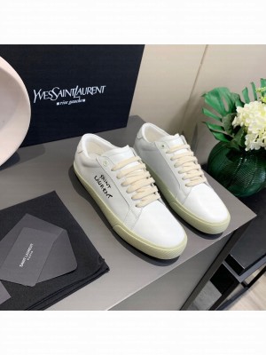 Saint Laurent White Embroidered Calfskin Sneakers 04 2021 Collection