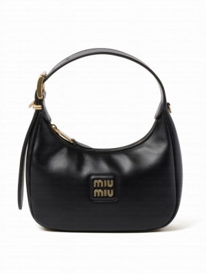 Miumiu Leather Hobo Bag 5BP084 Black