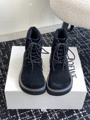 Loewe Sierra combat Lace-up boot in waxed Black suede