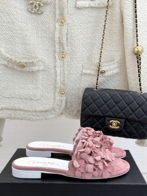 Chanel mules suede Kidskin & Strass light pink G46231 2025