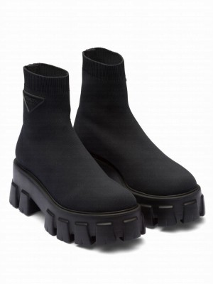 Prada Women's Monolith Knit Booties 1T115N Black