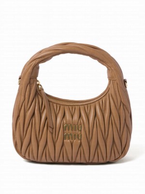 Miumiu Wander Matelasse Nappa Leather Hobo Bag Coffee