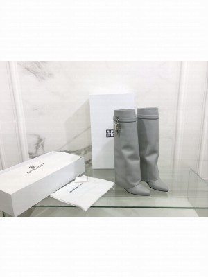 GIVENCHY SHARK LOCK PANT BOOTS IN CALFSKIN LEATHER 2022 GRAY