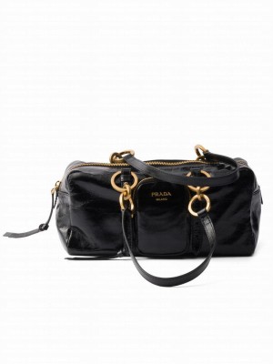 Prada Dangle Medium Leather Top-handle Bag Black