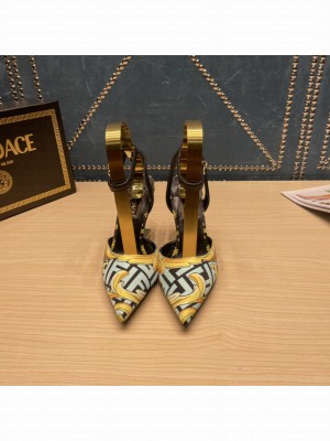 Fendace printed silk high-heeled slingbacks Blue 2022 Collection