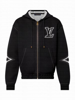 Louis Vuitton Women's Graphic Intarsia Zipped Cotton Hoodie Black