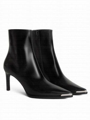 Celine Women's Verneuil Ankle Boot With Metal Toe In Calfskin Black