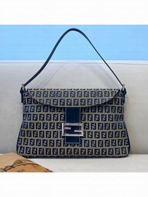 Fendi Vintage Baguette FF Shoulder Bag 0156 Blue  2021 Collection