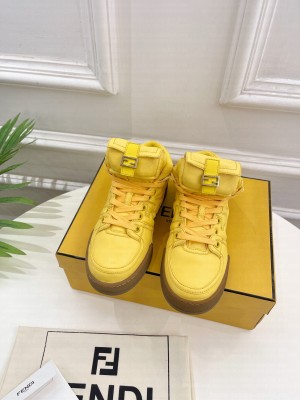 FENDI MATCH Yellow nylon high-tops sneakers 8E8380