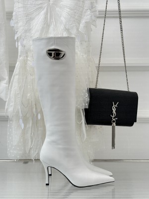 DIESEL Women's White D-venus Kbt Calfskin 8.5cm Boots