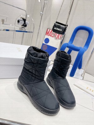 Dior Frost Ankle Boots in Cannage Nylon and Shearling Black 2022 Collection