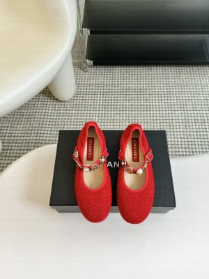 Chanel Tweeds & Fabrics Mary Jane Red