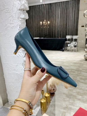 VALENTINO VLOGO SIGNATURE CALFSKIN PUMP 45MM BLUE 2021 Collection