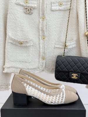 Chanel Crochet Straw Pumps 5cm G46352 White/Beige 2025 
