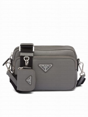 Prada Saffiano Leather Shoulder Bag 2VH170 Gray