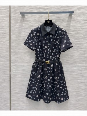 Chanel Women's Printed Dress Black