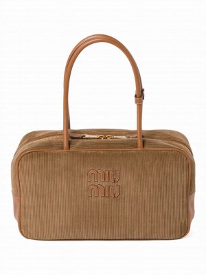 Miumiu Beau Corduroy Top-handle Bag Coffee