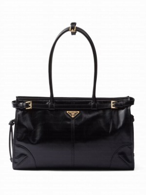Prada Large leather handbag Black