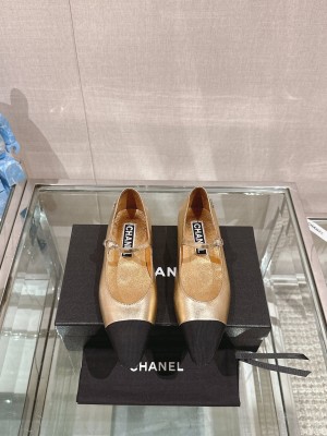 Chanel Women's Mary Jane Flat Ballet Gold