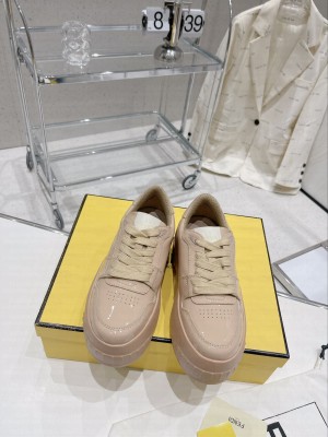 Fendi Fashion Show Low-top Platform Sneakers 7cm in Light Pink Brushed Leather