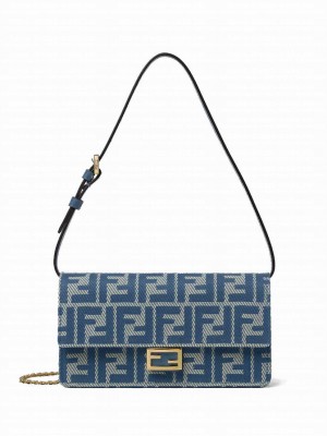 Fendi Fendi Women Baguette Wallet On Chain 8M0498 Blue