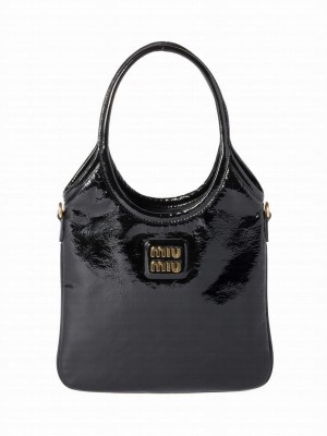 Miumiu IVY Naplak Patent Leather Bag Black