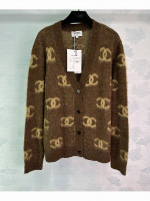 Chanel Women's Knitted Cardigan Dark Coffee