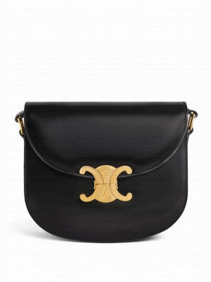 Celine Teen Besace Triomphe In Shiny Calfskin Black