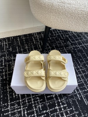 DIOR Dioract Slide Yellow Quilted Cannage Calfskin