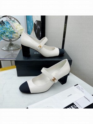 Chanel Lambskin Mary Janes Pumps 4.5/6.5cm White 2022 Collection