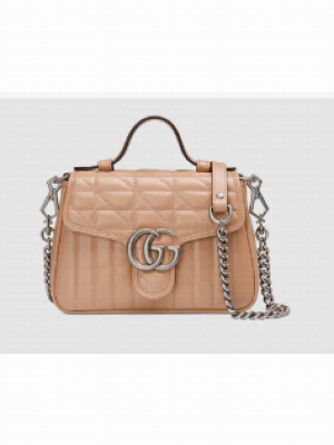 Gucci GG Marmont mini top handle bag 583571 Rose beige