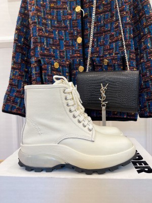 Jil sander Unisex 5cm High-top leather Lace up boots White