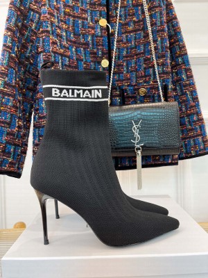 Balmain Women's 9.5cm Skye Stretch Knit Ankle Boots 04