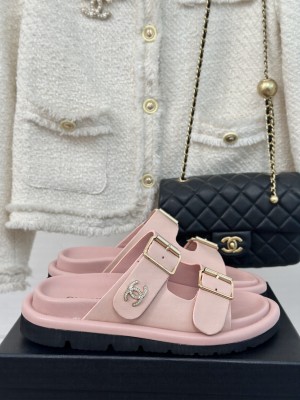 Chanel Crystal CC Lazy Slippers 2024 Pink
