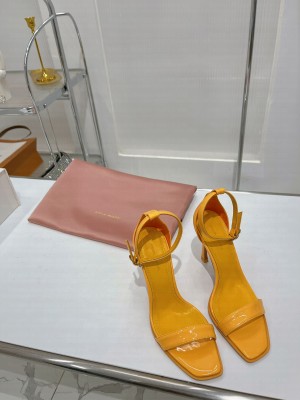 Amina Muaddi kim sandal 9.5cm bubble yellow patent silver buckle