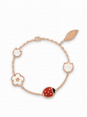 Van Cleef & Arpels Women's Lucky Spring Bracelet, 5 Motifs Red