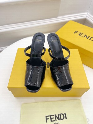 FENDI FIRST 85mm Black Patent leather high-heeled sandals 2022 Collection