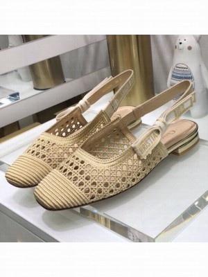 Dior x Moi Slingback Ballerinas Flats in Gold Cannage Embroidered Mesh Spring/Summer 2021 Collection