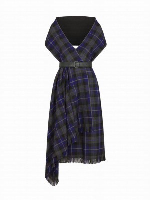 Christian Dior Women's Mid-Length Belted Dress Purple